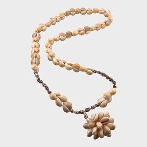 Vintage Hawaiian Beach Wedding Necklace Cowry & Pupukea Conch Shells